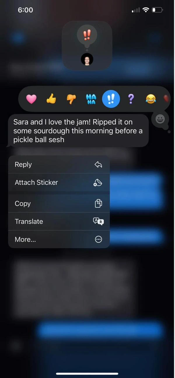 Customer text about jam