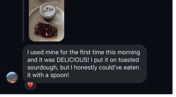 Customer text about jam